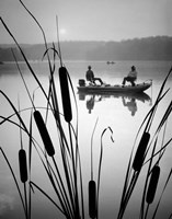 1980s Two Men Silhouetted Bass Fishing Fine Art Print