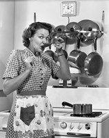 1950s Housewife Cooking Fine Art Print