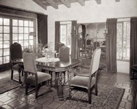 1920s Interior Upscale Mediterranean Style Dining Room Fine Art Print