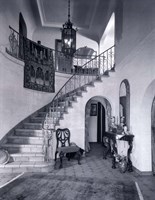1920s Upscale Home Entry With Spiral Staircase Fine Art Print