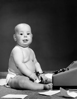 1950s 1960s Baby In Diaper Sticking Out Tongue Fine Art Print