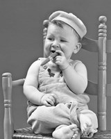 1940s Baby Sitting Chair Holding Cigar Fine Art Print