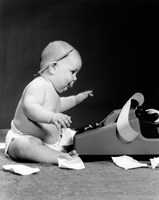 1960s Side View Of Chubby Baby Fine Art Print