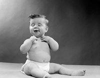 1950s Baby Seated With Eyes Closed Fine Art Print