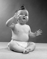1950s Baby Sitting Funny Face Expression Fine Art Print