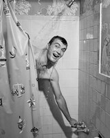 1950s Man In Shower Fine Art Print