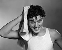 1950s Man Drying Hair Fine Art Print