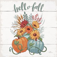 Fall Fun II - Gray and Blue Pumpkin Fine Art Print