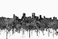 Anchorage Alaska Skyline - Cartoon B&W Fine Art Print