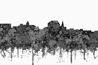 Augusta Maine Skyline - Cartoon B&W Fine Art Print