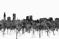 Baton Rouge Louisiana Skyline - Cartoon B&W Fine Art Print
