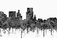 Boise Idaho Skyline - Cartoon B&W Fine Art Print
