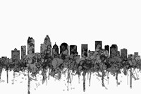 Charlotte NC Skyline - Cartoon B&W Fine Art Print