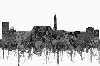 Cheyenne Wyoming Skyline - Cartoon B&W Fine Art Print