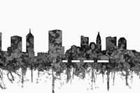 Columbus Ohio Skyline - Cartoon B&W Fine Art Print