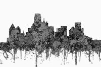 Dallas Texas Skyline - Cartoon B&W Fine Art Print