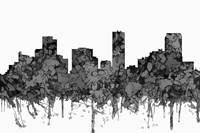 Denver Colorado Skyline - Cartoon B&W Fine Art Print