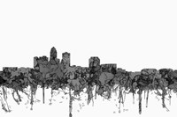 Des Moines Iowa Skyline - Cartoon B&W Fine Art Print