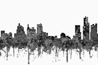 Detroit Michigan Skyline - Cartoon B&W Fine Art Print