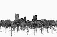 Fort Wayne Indiana Skyline - Cartoon B&W Fine Art Print