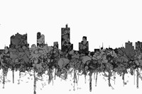 Fort Worth Texas  Skyline - Cartoon B&W Fine Art Print