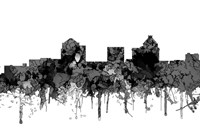 Greensboro North Carolina Skyline - Cartoon B&W Fine Art Print