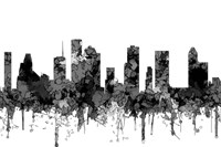 Houston Texas Skyline - Cartoon B&W Fine Art Print