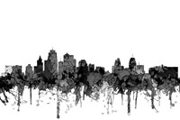 Kansas City Missouri Skyline - Cartoon B&W Fine Art Print