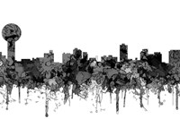 Knoxville Tennessee Skyline - Cartoon B&W Fine Art Print