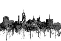 Lansing Michigan Skylines - Cartoon B&W Fine Art Print