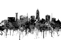 Lincoln Nebraska  Skyline - Cartoon B&W Fine Art Print