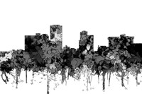Little Rock Arkansas Skyline - Cartoon B&W Fine Art Print