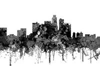 Los Angeles California Skyline - Cartoon B&W Fine Art Print