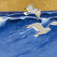 Seagulls with Gold Sky III Fine Art Print