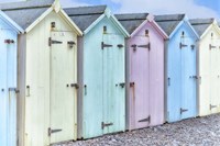 Pastel Colored Beach Cabins Fine Art Print