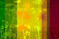 Flower Shades Green Yellow Red Fine Art Print