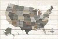 Barnboard Map Neutral no Words Fine Art Print