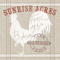 Farm Linen Rooster Framed Print