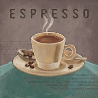 Coffee and Co III Teal and Gray Fine Art Print