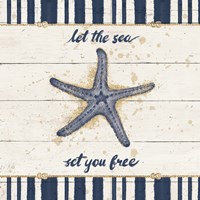 Calm Seas II Gold Rope Border Framed Print