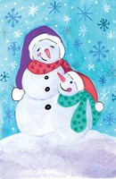 Happy Snowman and Baby Fine Art Print