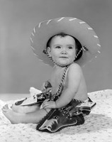 1960s Baby Girl Wearing Cowboy Hat Fine Art Print