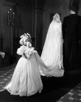 1950s Little Girl Bridesmaid Drinking Glass Of Milk Fine Art Print