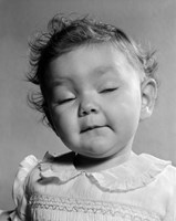 1950s Portrait Baby In Frilly Dress Fine Art Print