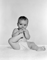 1950s 1960s Baby Seated On Blanket Fine Art Print