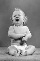 1940s 1950s Crying Baby Wearing Diaper Fine Art Print