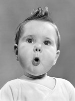 1950s Baby With Surprised Expression Fine Art Print