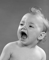 1970s Baby Head And Mouth Open Crying Fine Art Print