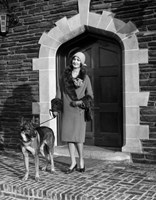 1920s Woman Wearing Fur Coat With German Shepherd Dog Fine Art Print