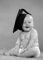 1950s Portrait Chubby Baby In Diaper Fine Art Print